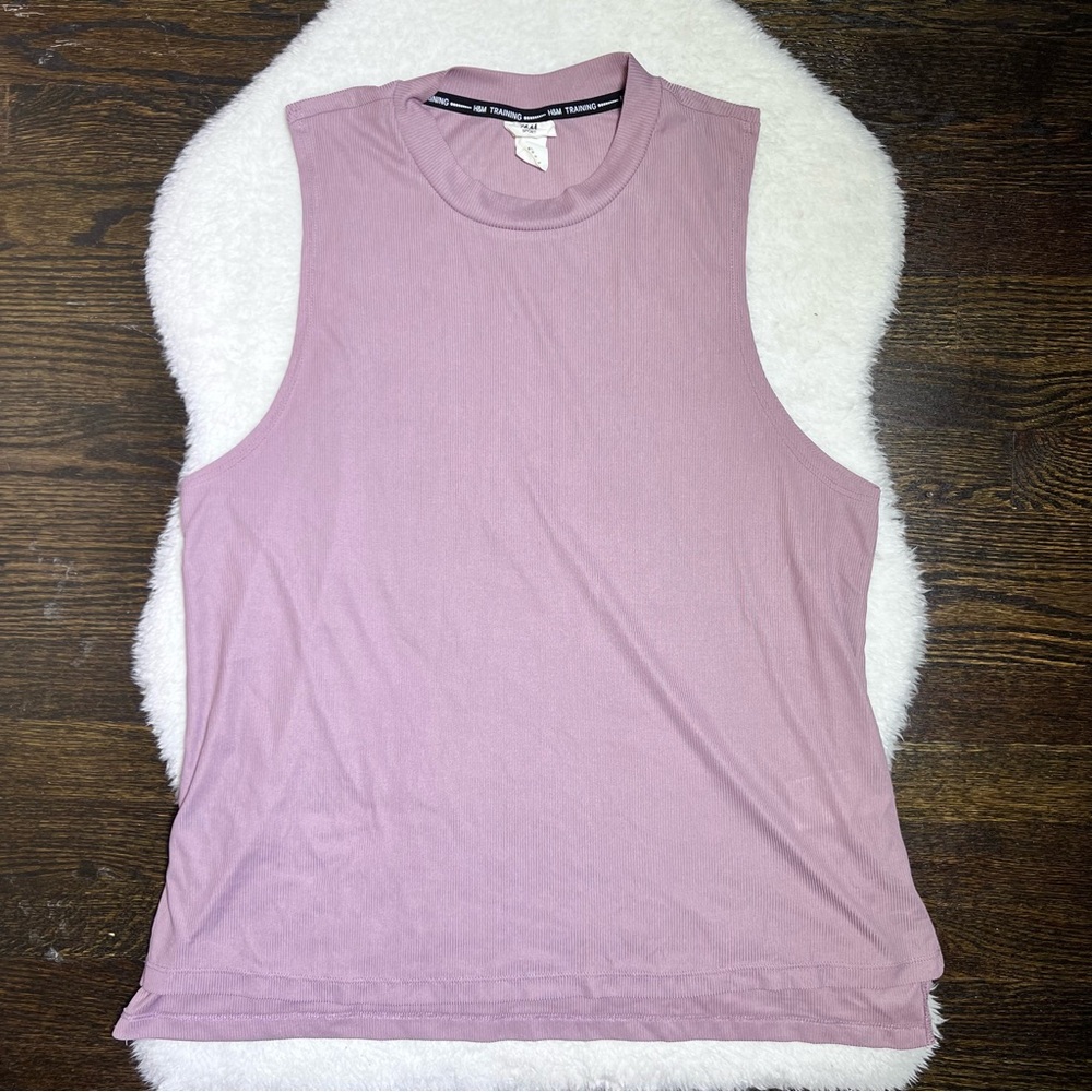 H&M Sport Training Dusty Rose Ribbed Tank Top Large
